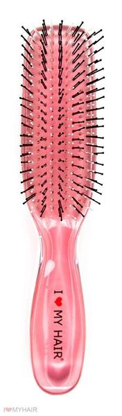 Щетка для волос РУСАЛОЧКА МИНИ 9 рядов прозрачно-розовая M 1801 PINC фото